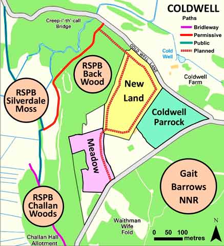 Map of new permissive pathways at Coldwell.
