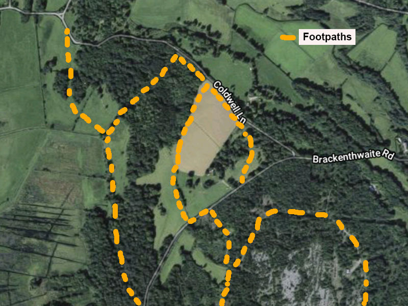 Map showing the new field linking with other footpaths [Map image Google Maps]